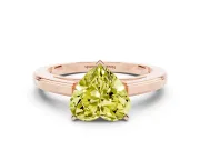 Fancy Yellow Heart Cut Diamond Solitaire Ring Set in Rose gold with Prong Setting and Classic Band