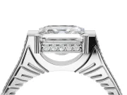 Asscher Cut Vintage Cathedral Engagement Ring Setting | Carved Band | White Gold