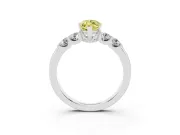 Fancy Yellow Marquise Cut Diamond Five-Stone Prong Set Engagement Ring Set in Silver with Channel Band