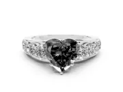 Heart-Shaped Engagement Ring Setting for a Black Center | White Gold