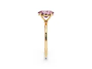 Oval Thin Solitaire Engagement Ring Setting for a Fancy Pink Lab-Grown Diamond | Straight Plain Band | Yellow Gold