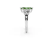 Fancy Green Marquise Cut Diamond Three-Stone Ring Set in Platinum with Prong Setting and Classic Band