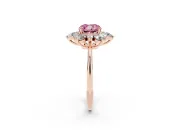 Cushion Cut Cluster Halo Engagement Ring Setting for a Fancy Pink Lab-Grown Diamond | Rose Gold