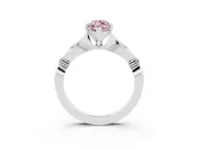 Fancy Pink Marquise Cut Diamond Solitaire Twisted Band Ring Set in White gold with Accent Stones and Prong Setting
