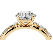 Round Cut Diamond Cluster Solitaire Ring Set in Yellow gold with Prong Setting