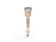 Cushion Cut Three Stone Engagement Ring Setting for a Fancy Blue Lab-Grown Diamond | Tapered Pave Band | Rose Gold