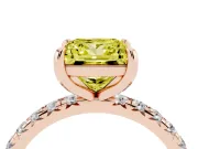 Princess Cut Pavé Solitaire Engagement Ring Setting for a Fancy Yellow Lab-Grown Diamond | Shared Prong Band | Rose Gold