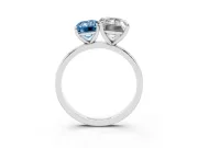 Fancy Blue Emerald Cut and Emerald Cut Toi Moi Ring Set in White gold with Prong Setting