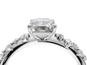 Emerald Cut Solitaire Engagement Ring Setting | Graduated Scattered Accents | White Gold