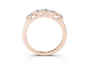 Round Lab-Grown Diamond Five-Stone Wedding Band | Square-Top Prongs | Rose Gold