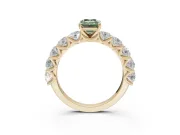 Emerald Cut Engagement Ring Setting for a Fancy Green Lab-Grown Diamond | Yellow Gold - Design NV-24455