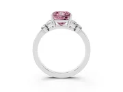 Fancy Pink Princess Cut Diamond Solitaire Floral Ring Set in Platinum with Marquise Petals and Prong Setting