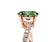 Fancy Green Oval Cut Diamond Twist Band Solitaire Set in Rose gold with Pavé Accents and Prong Setting