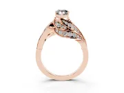 Fancy Black Pear Cut Diamond Solitaire Ring Set in Rose gold with Layered Twist Pavé Band