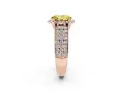 Fancy Yellow Oval Cut Diamond Halo Ring Set in Rose gold with Pavé Band and Raised Center Setting