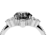 Round Vintage Cluster Engagement Ring Setting for a Black Center | Beaded Edges | Platinum