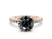 Round Hidden Halo Engagement Ring Setting | Pave Band | Rose Gold