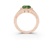Fancy Green Heart Cut Diamond Halo Ring Set in Rose gold with Accent Split Shank and Prong Setting