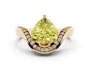 Heart-Shaped Bypass Solitaire Engagement Ring Setting for a Fancy Yellow Lab-Grown Diamond | Pavé Ribbon | Yellow Gold