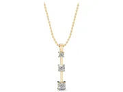 Princess Cut Lab-Grown Diamond Graduated Bar Pendant Necklace | Spaced Settings | Yellow Gold