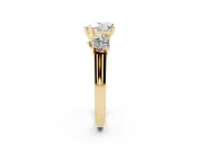 Heart-Shaped Three Stone Engagement Ring Setting | Plain Squared Band | Yellow Gold