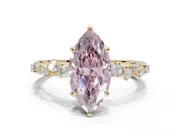 Marquise Graduated Solitaire Engagement Ring Setting for a Fancy Pink Lab-Grown Diamond | Yellow Gold