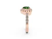 Heart-Shaped Milgrain Halo Engagement Ring Setting for a Fancy Green Lab-Grown Diamond | Pavé Shoulders | Rose Gold