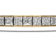 Princess Cut Lab-Grown Diamond Channel Set Tennis Bracelet | Box Clasp | Yellow Gold