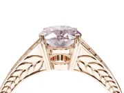 Oval Split Shank Pavé Engagement Ring Setting for a Fancy Pink Lab-Grown Diamond | Rose Gold