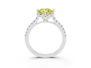Round Floral Engagement Ring Setting for a Fancy Yellow Lab-Grown Diamond | Pavé Band | Platinum