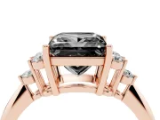 Princess Cut Cluster Accent Engagement Ring Setting for a Black Center | Plain Band | Rose Gold