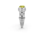 Fancy Yellow Heart Cut Diamond Vintage-Inspired Milgrain Ring Set in White gold with Accent Split Shank