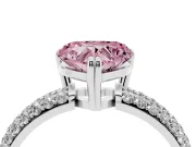 Heart-Shaped Three Row Pave Engagement Ring Setting for a Fancy Pink Lab-Grown Diamond | White Gold