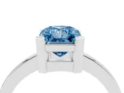 Fancy Blue Radiant Cut Diamond Solitaire Ring Set in Platinum with Prong Head and Smooth Polished Band
