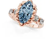 Marquise Floral Engagement Ring Setting for a Fancy Blue Lab-Grown Diamond | Petal Frame | Rose Gold