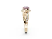 Cushion Cut Bypass Solitaire Engagement Ring Setting for a Fancy Pink Lab-Grown Diamond | Pavé Strands | Yellow Gold
