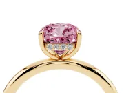 Cushion Cut Hidden Halo Ring Setting for a Fancy Pink Lab-Grown Diamond | Yellow Gold