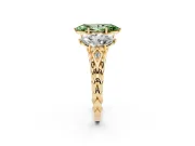 Marquise Three Stone Engagement Ring Setting for a Fancy Green Lab-Grown Diamond | Braided Band | Yellow Gold