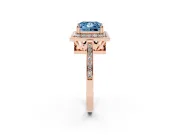 Princess Cut Halo Engagement Ring Setting for a Fancy Blue Lab-Grown Diamond | Polished Halo Rim | Rose Gold