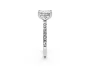 Princess Cut Diamond Brilliant Solitaire Set in White gold with Pavé Band and Claw Prong Setting