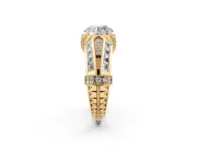 Round Cut Diamond Vintage-Inspired Milgrain Ring Set in Yellow gold with Accent Split Shank