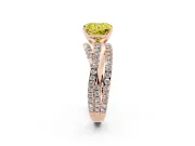 Radiant Cut Twisted Pavé Engagement Ring Setting for a Fancy Yellow Lab-Grown Diamond | Rose Gold
