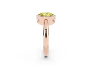 Fancy Yellow Oval Cut Diamond Halo Engagement Ring Set in Rose gold with Plain Split Shank and Prong Setting
