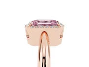 Emerald Cut Halo Engagement Ring Setting for a Fancy Pink Lab-Grown Diamond | Plain Band | Rose Gold
