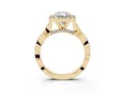 Radiant Cut Halo Engagement Ring Setting | Pavé Twist Band | Yellow Gold