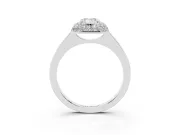 Emerald Cut Pave Halo Engagement Ring Setting | Slim Plain Band | White Gold
