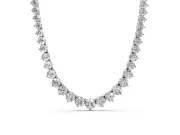 Round Lab-Grown Diamond Graduated Tennis Necklace | Linked Prong Heads | Sterling Silver