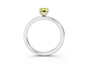 Fancy Yellow Emerald Cut Diamond Solitaire Ring Set in Platinum with Prong Setting on a Polished Plain Band