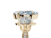 Marquise Three Stone Engagement Ring Setting for a Fancy Blue Lab-Grown Diamond | Tapered Pave Band | Yellow Gold