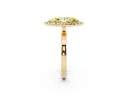 Fancy Yellow Marquise Cut Diamond Halo Solitaire Ring Set in Yellow gold with Pavé Band and Prong Setting